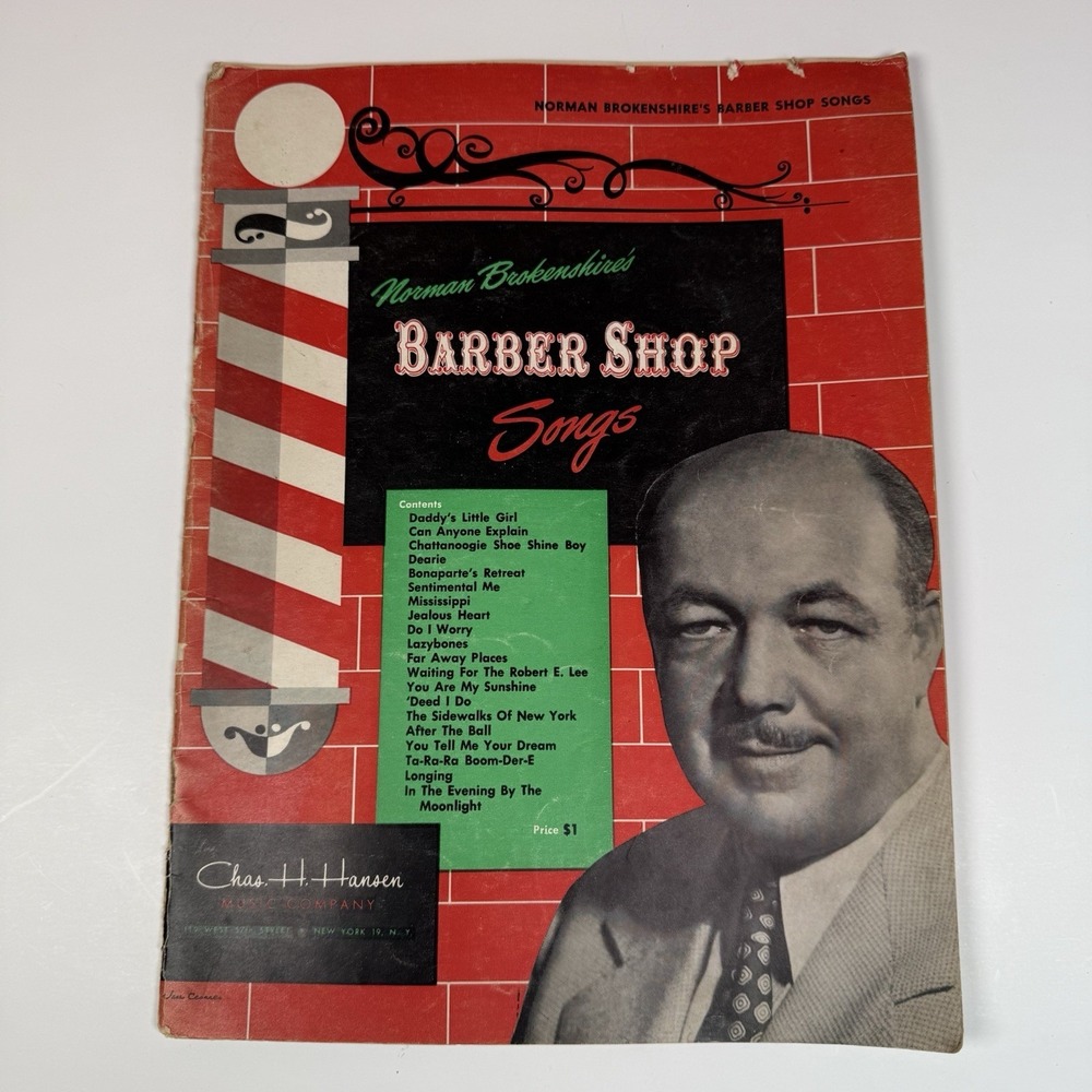 Norman Brokenshire's Barber Shop Songs Music Songbook Piano Vocal 1950 Vintage